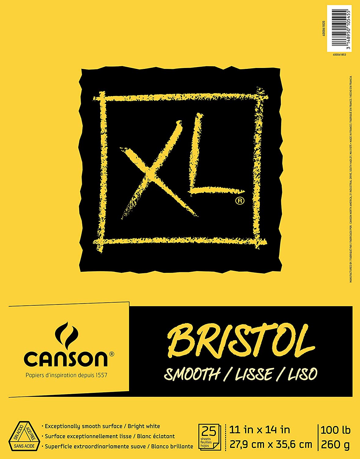 Canson® XL® Bristol Smooth Pad (100lbs./260g.) 11″x 17″ 25 sheets