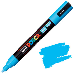 uni® POSCA PC-5M Water-Based Paint Markers, Reversible Medium Tip (1.8-2.5mm), Light Blue