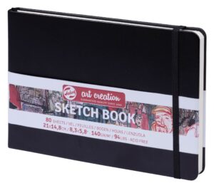 TALENS ART CREATION SKETCHBOOK 140G BLACK COVER 21CM x 14.8CM (A5)
